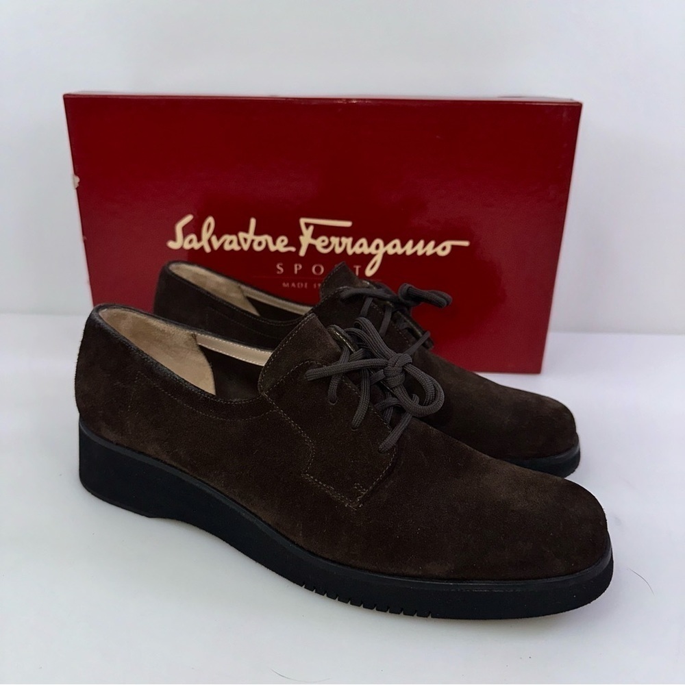 Salvatore Ferragamo Women’s Brown Suede Atto Oxford Dress Shoes 7.5